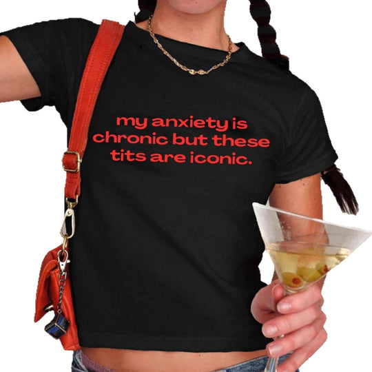 Damen Crop-T-Shirt mit inspirierendem Schriftzug und figurbetontem Schnitt EB