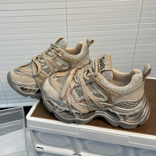 Damen Sportliche Chunky Sneakers mit funkelnden Applikationen und innovativem Dämpfungssystem EB