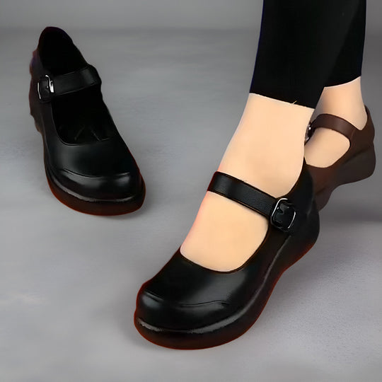 Damen Komfortable Halbschuhe mit verstellbarem Riemen und gepolsterter Innensohle EB