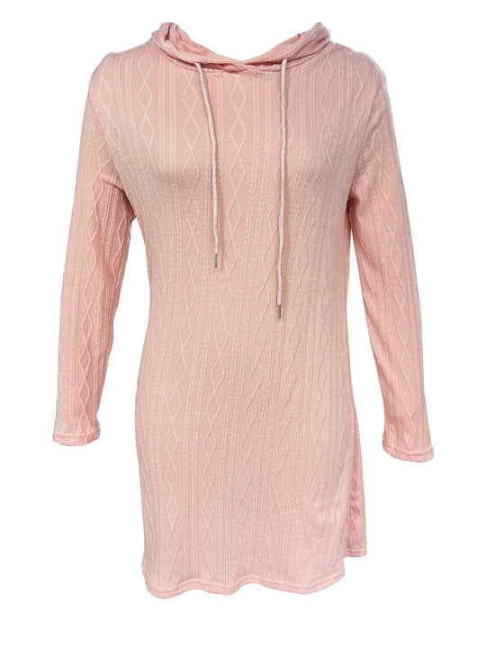 Damen Kapuzenkleid mit strukturiertem Strickmuster und lässigem Schnitt EB