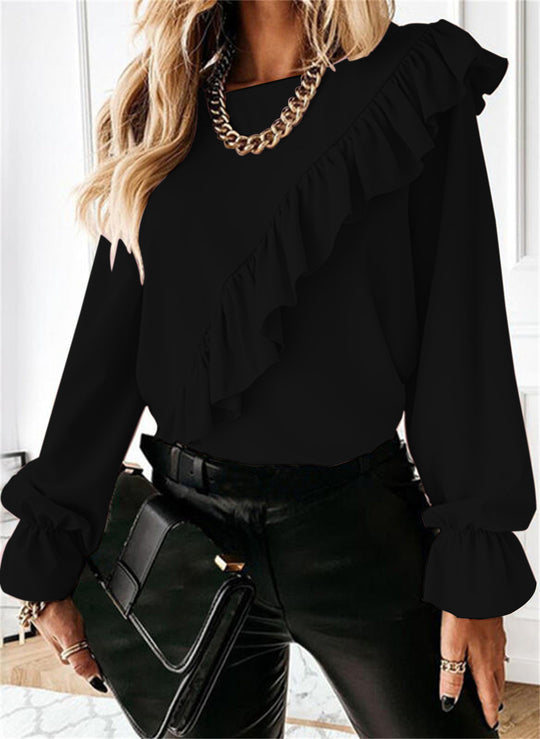 Damen Bluse mit voluminösen Rüschen EB