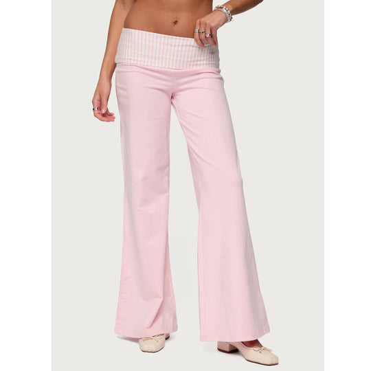 Damen Palazzo-Hose mit gestreiftem Bund und lässigem Schnitt EB