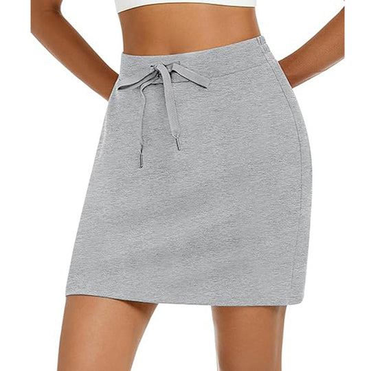Damen Sportlicher Minirock mit Verstellbarem Kordelzug und Seitlichen Taschen EB