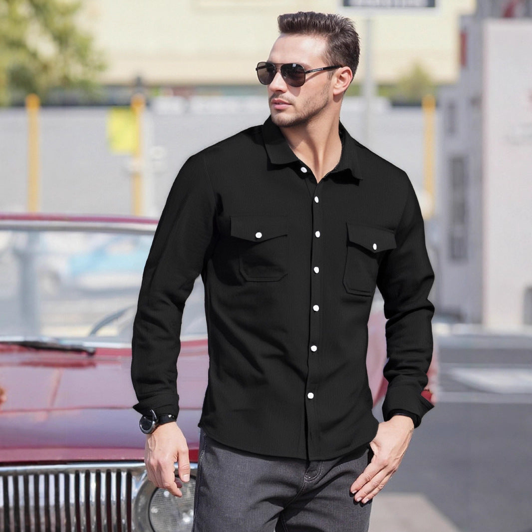 Herren Lässiges Langarmhemd mit praktischen Brusttaschen und modernem Schnitt EB