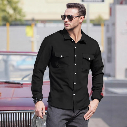 Herren Lässiges Langarmhemd mit praktischen Brusttaschen und modernem Schnitt EB
