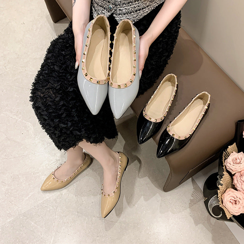 Damen spitze Ballerina Schuhe mit Nieten-Details EB