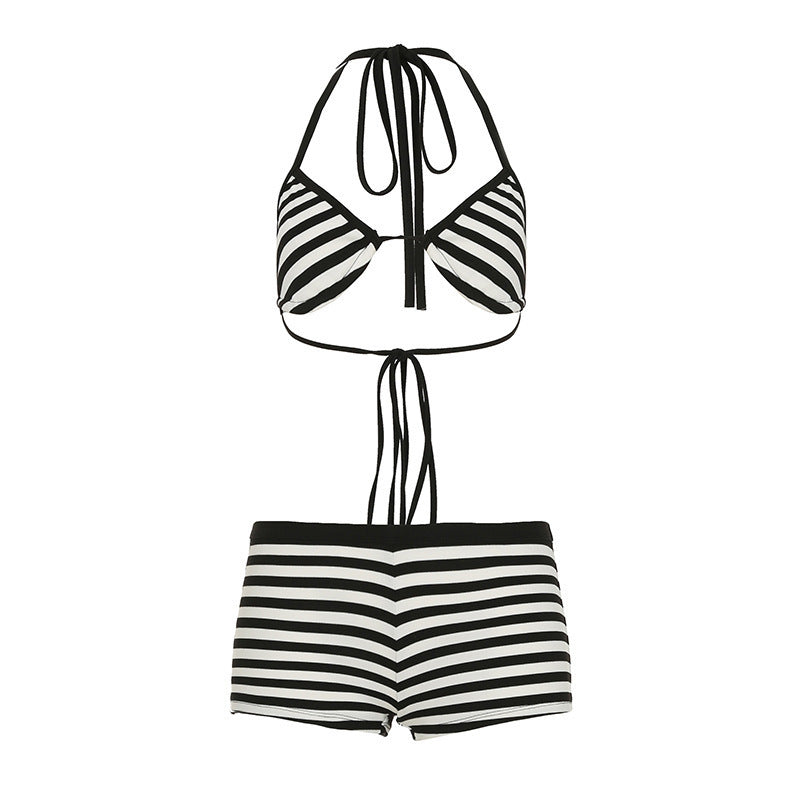 Damen trendiges Bikini-Set mit tieferem Ausschnitt und verstellbaren Trägern EB