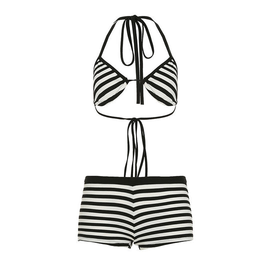Damen trendiges Bikini-Set mit tieferem Ausschnitt und verstellbaren Trägern EB