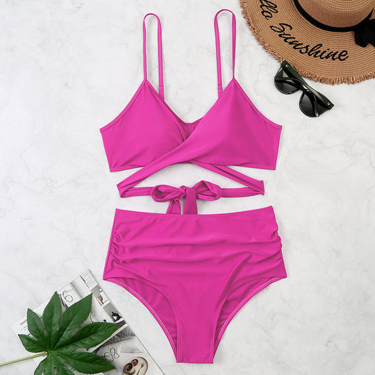 Damen Crop-Top Bikini-Set mit geflochtenem Design EB