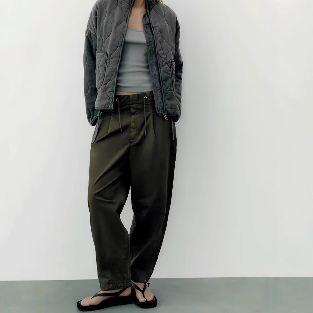 Damen gesteppte Utility-Jacke mit praktischen Taschen und hohem Kragen EB
