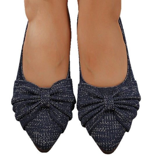 Damen Elegante Ballerinas mit dekorativem Schleifen-Design und atmungsaktiver Obermaterialstruktur EB