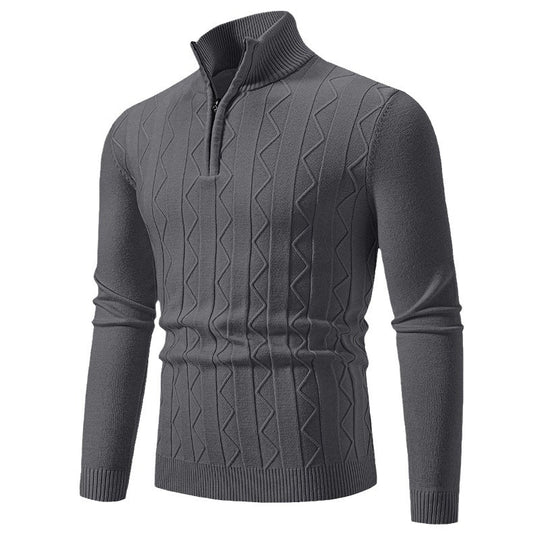 Herren eleganter Rollkragenpullover mit Zopfmuster und hohem Kragen EB