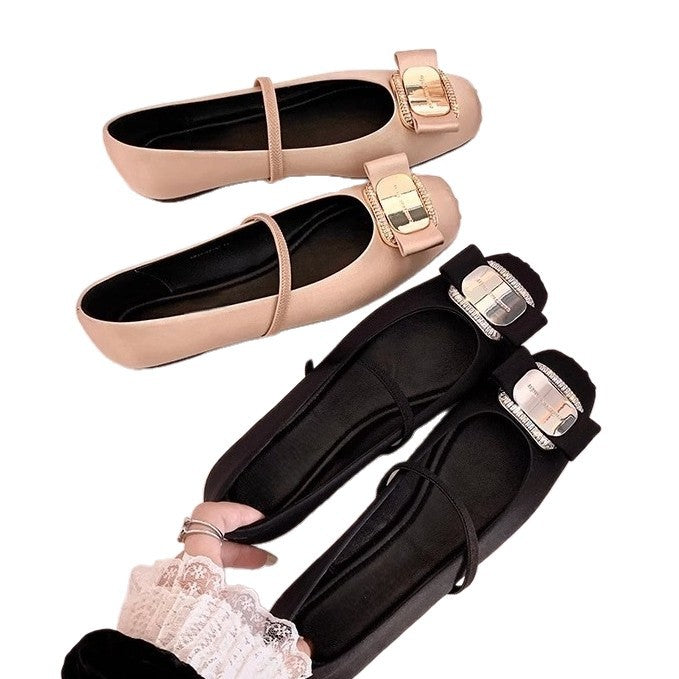 Damen elegante Ballerinas mit dekorativem Schnallenakzent EB