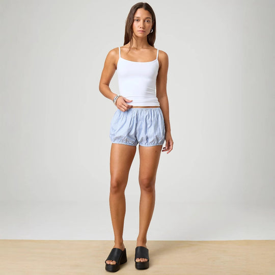 Damen entspannte Shorty-Pyjama-Set mit zartem Streifenmuster EB