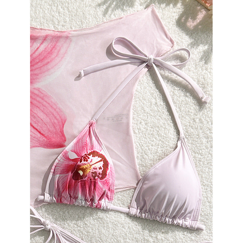 Damen Triangel-Bikini-Set mit floralem Überwurf EB