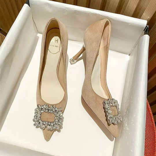 Damen elegante Pumps mit funkelndem Strassbesatz und modernem Design EB