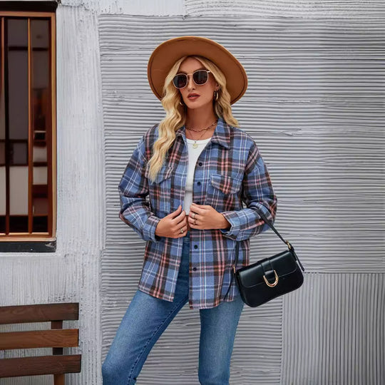 Damen Flanellhemdjacke im lässigen Karo-Design mit Brusttaschen EB