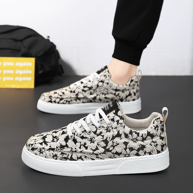 Damen Modische Sneakers mit floralem Design und gepolsterter Sohle EB