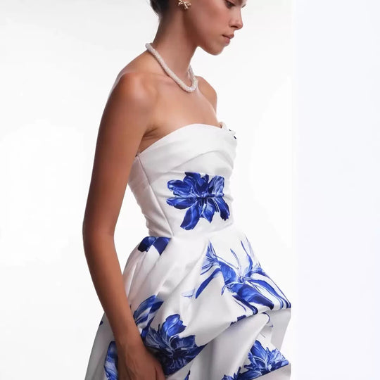 Damen Hochzeitskleid mit strapless Design und floralen Applikationen EB