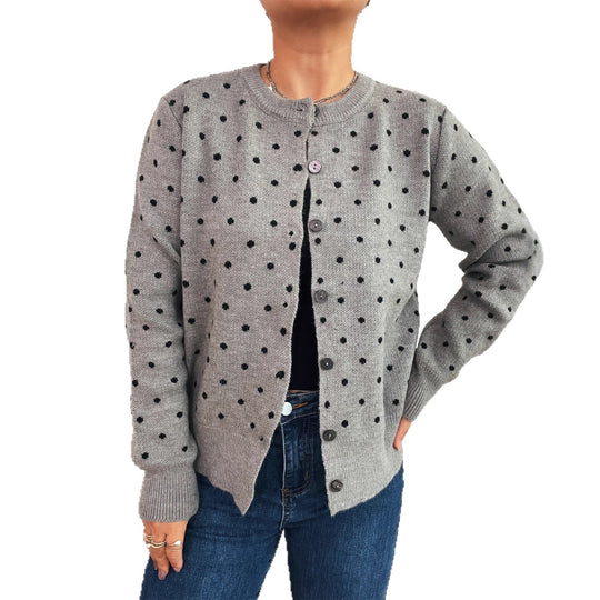Damen Strickjacke mit modischem Punktemuster und komfortablem Schnitt EB