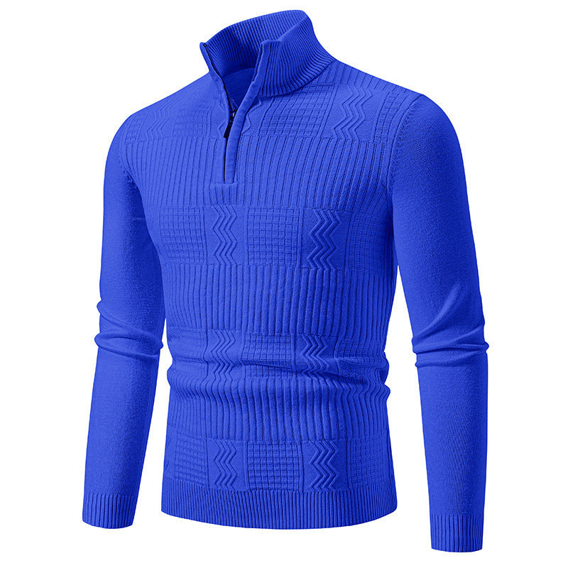 Herren Strickpullover mit modernem Stehkragen und strukturiertem Design EB