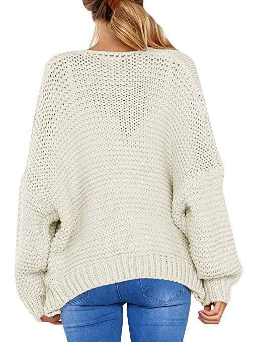 Damen Grobstrickjacke mit lässigem Schnitt und voluminösen Ärmeln EB