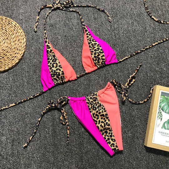 Damen Triangel-Bikini mit animalischem Muster und lebhaften Kontrasten EB
