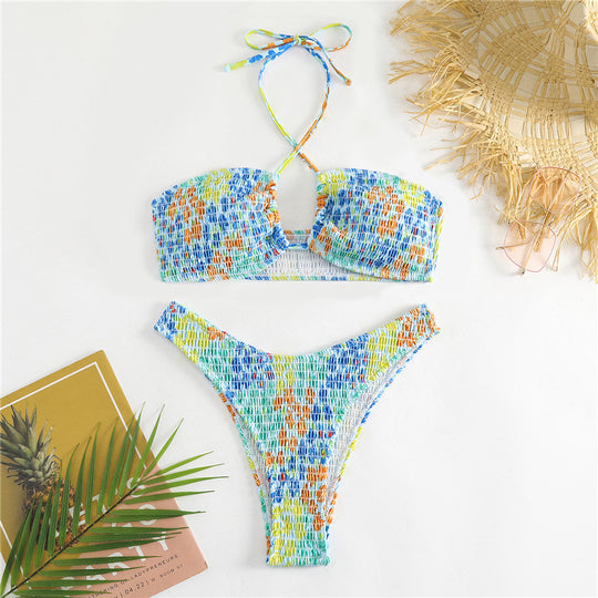 Damen Bikini-Set mit fröhlichem Wickeldesign und elastischem Bund EB