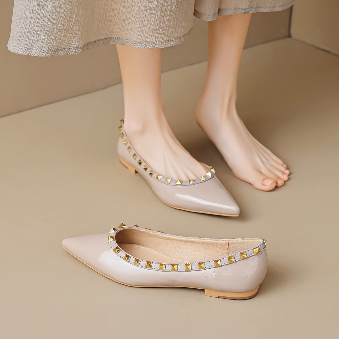 Damen spitze Ballerinas mit stylishen Nietenapplikationen EB