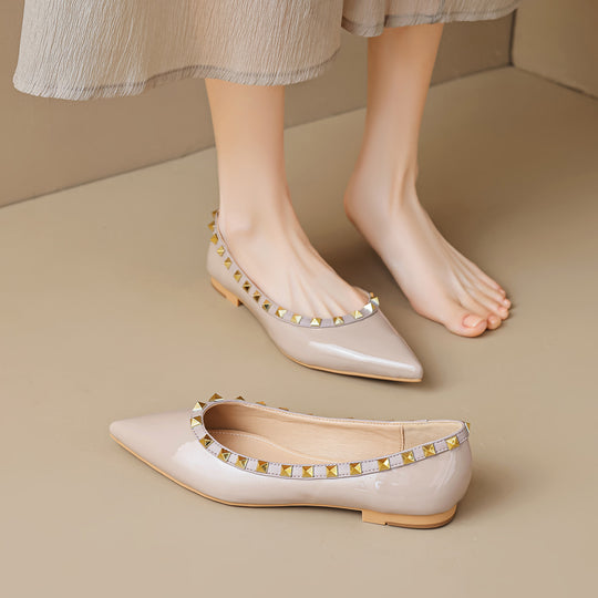 Damen spitze Ballerinas mit stylishen Nietenapplikationen EB