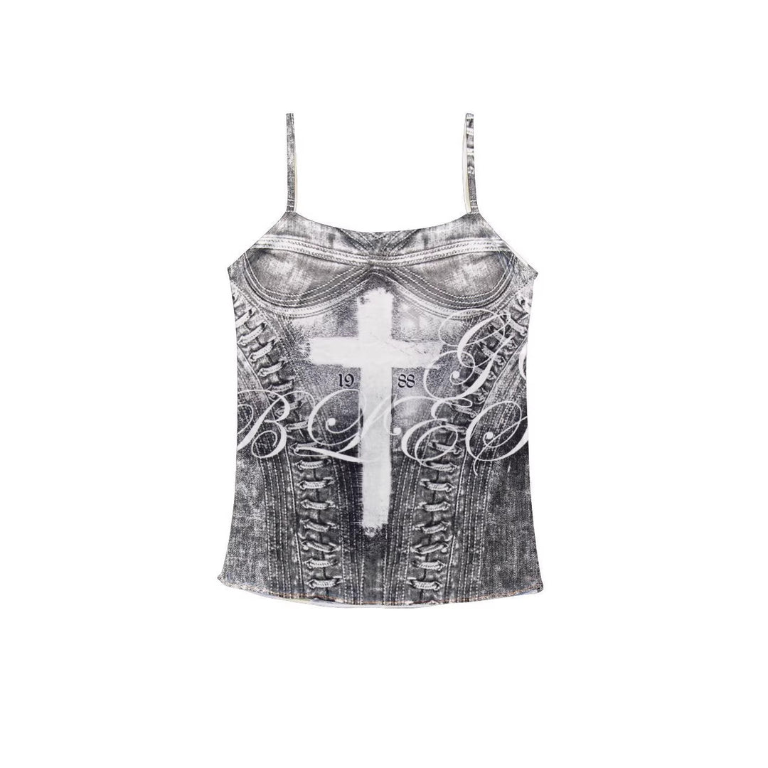 Damen Camisole-Top mit grafischem Druck und verführerischem Schnitt EB