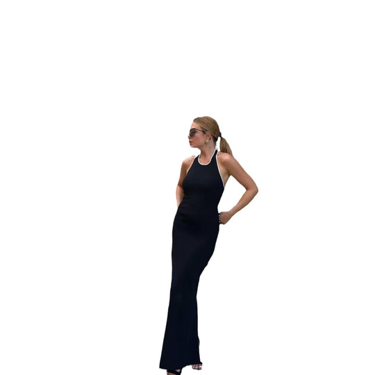 Damen Elegantes Maxikleid mit tiefem V-Ausschnitt und seitlichem Schlitz EB