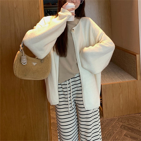 Damen Oversized Strickjacke mit sanften Texturen und offenen Fronten EB