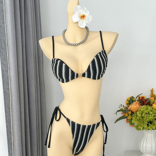 Damen Triangel-Bikini mit verspieltem Bindungsdesign EB