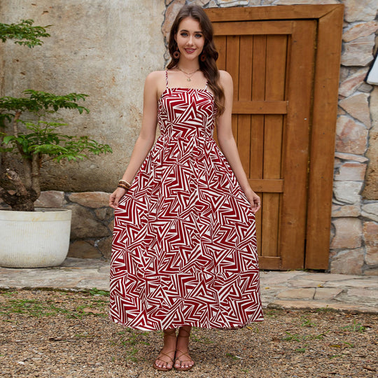 Damen Maxikleid mit geometrischem Muster EB