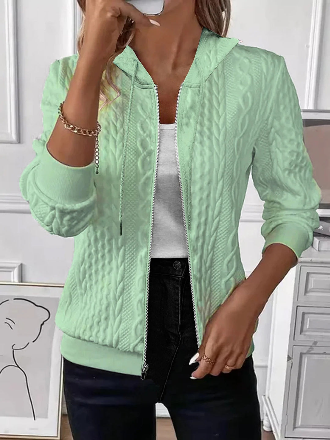 Damen Strickjacke mit Kapuze EB