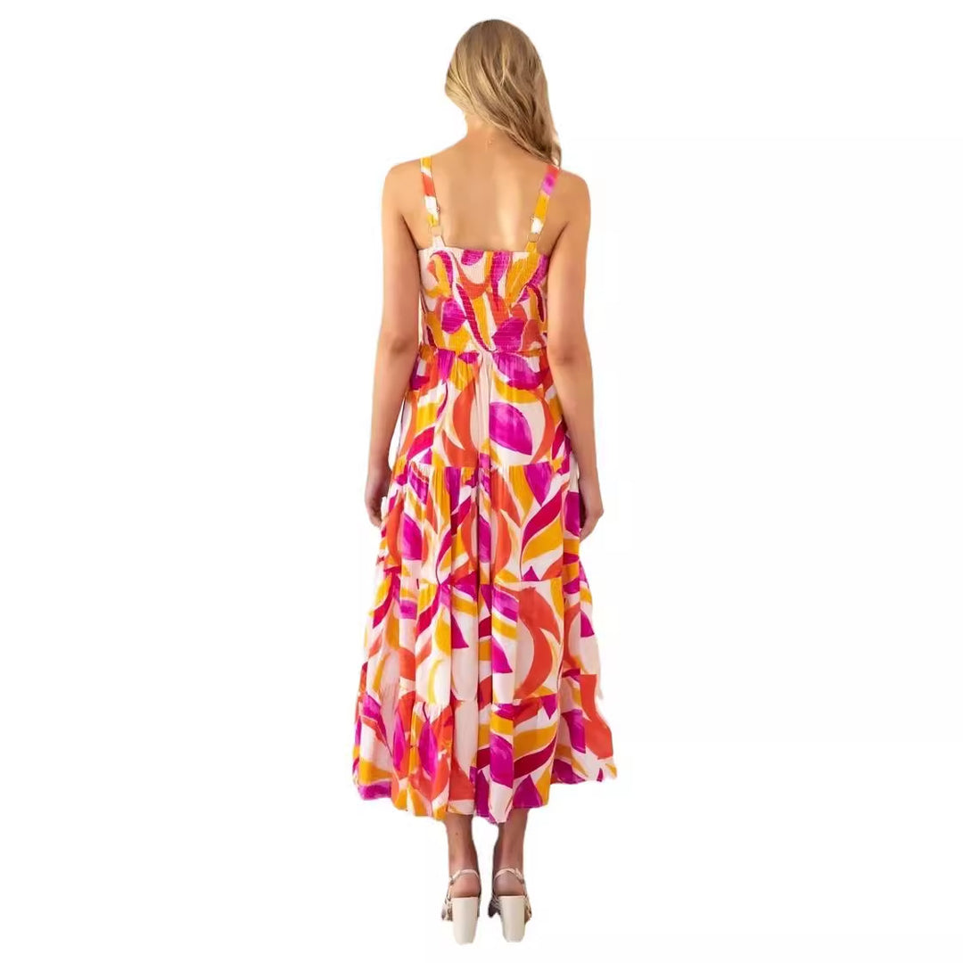 Damen Maxikleid mit voluminösem Rock und schulterfreien Trägern EB