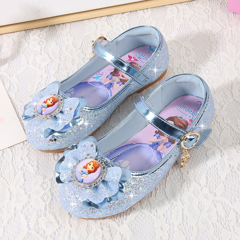 Mädchen Ballerinas mit Glitzer und Schleifenapplikation EB
