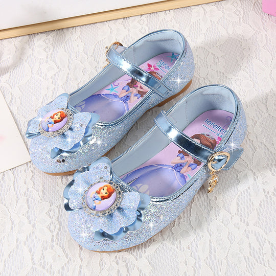 Mädchen Ballerinas mit Glitzer und Schleifenapplikation EB