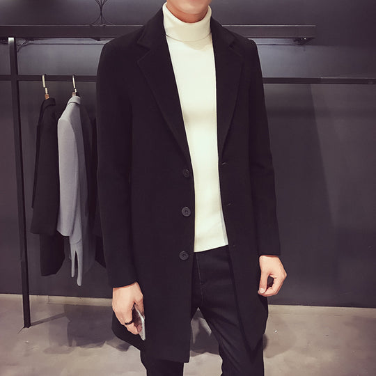 Herren nan eleganter Einreihermantel aus Wollmix mit schmalem Revers und wärmender Innenlage EB