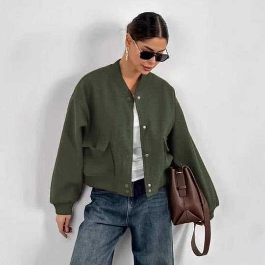 Damen Oversized Blazerjacke mit voluminösen Ärmeln und praktischen Taschen EB