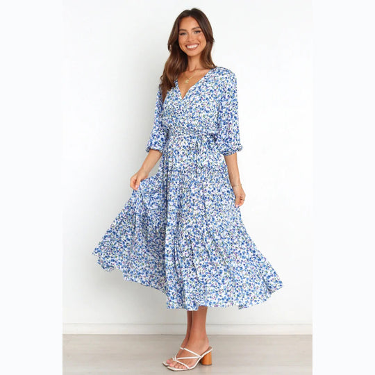 Damen Sommerliches Maxikleid mit freiem Dekolleté und floralem Muster EB