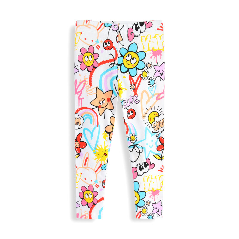 Mädchen Leggings mit buntem Frühlingsdesign EB