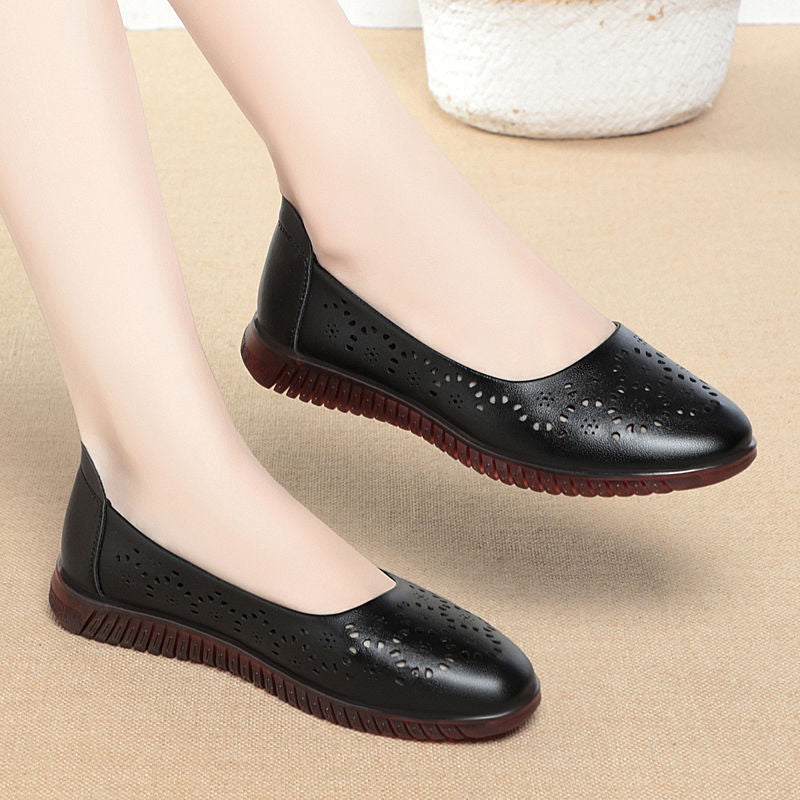 Damen Ballerinas mit atmungsaktiver Lochmusterung und flexiblem Sohlenkomfort EB