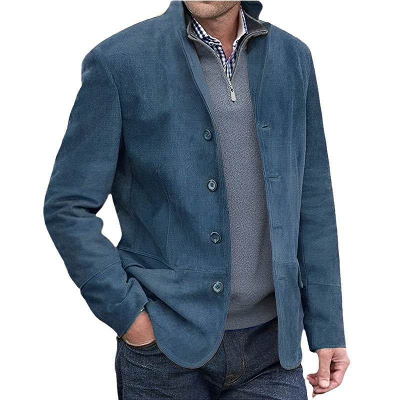 Herren Sakkojacke aus Wildlederoptik mit Stehkragen EB