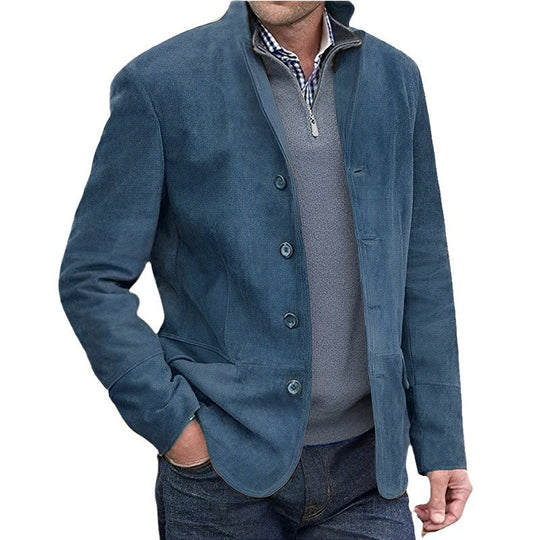 Herren Sakkojacke aus Wildlederoptik mit Stehkragen EB