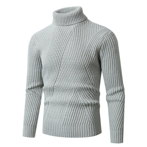 Herren Grobstrickpullover mit Stehkragen und dekorativem Strukturmuster EB