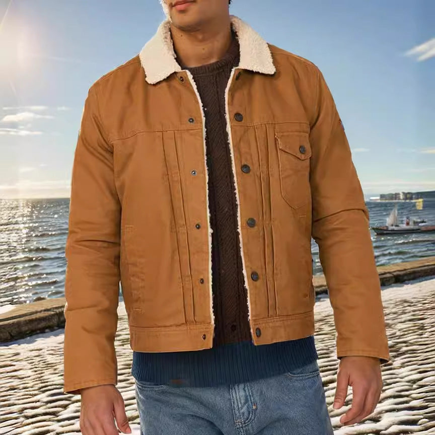 Herren gemusterte Baumwolljacke mit Fleecefutter EB
