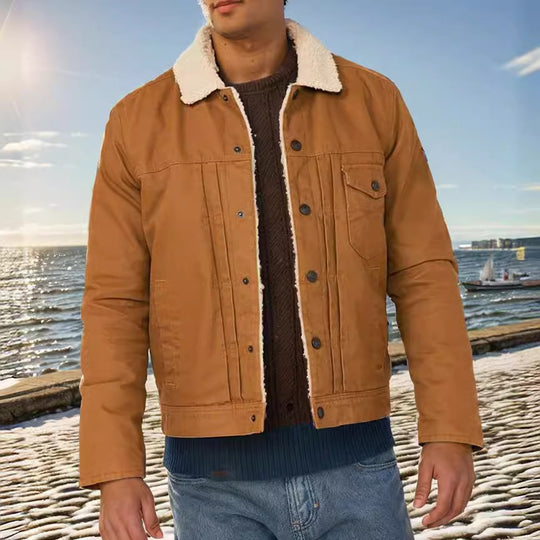 Herren gemusterte Baumwolljacke mit Fleecefutter EB