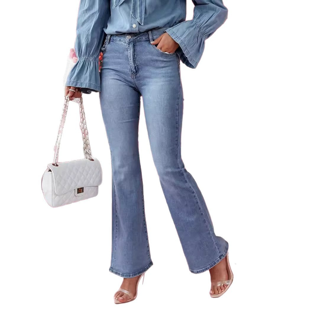 Damen Flared Jeans im eleganten Vintage-Look mit hoher Taille EB